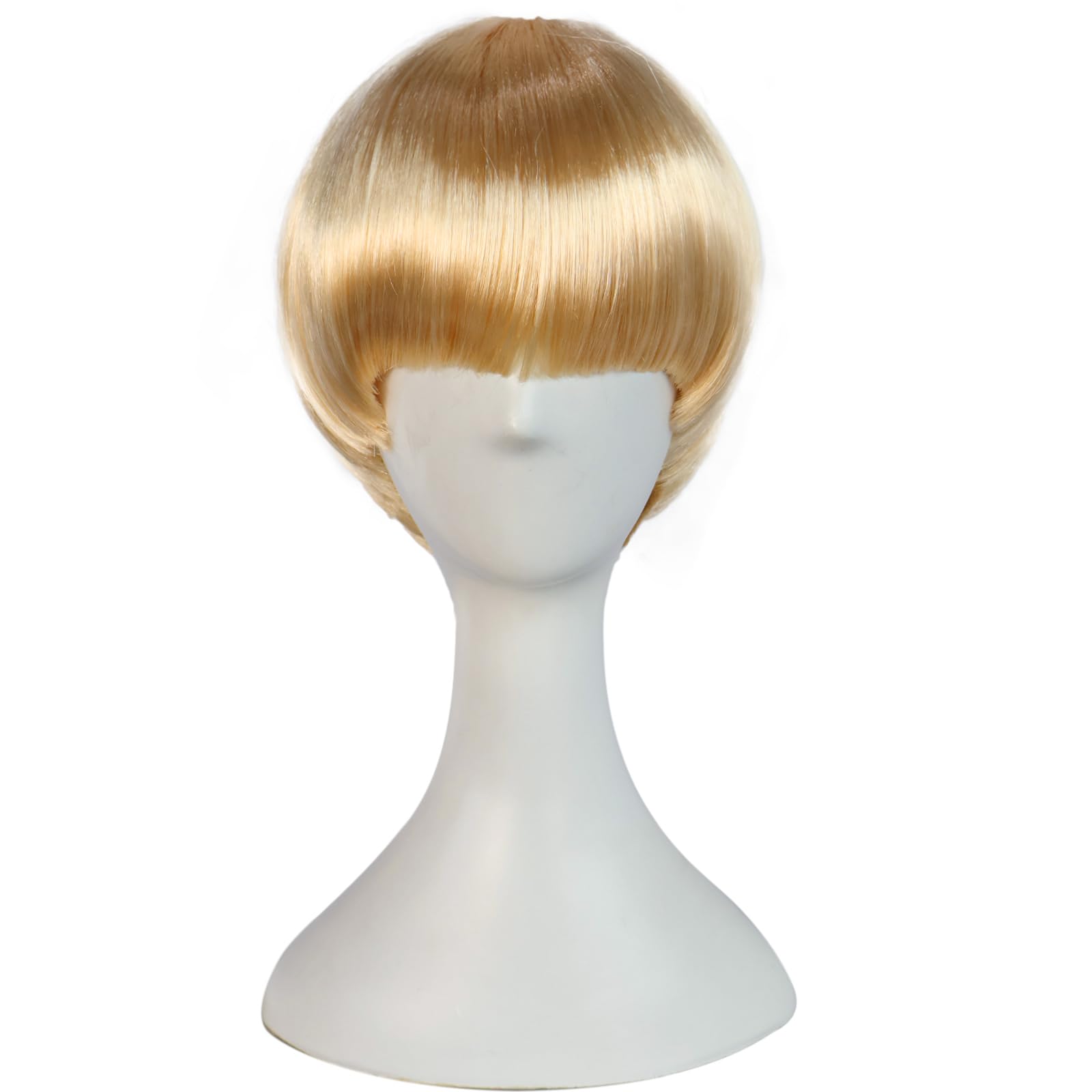 BECULINA Short Blonde Mushroom Wig with Hair Cap Bowl Cut Wigs Short Blonde Funny Wig for Men for Halloween Party Wigs Blond Bob Hair With Bangs for Christmas Cosplay Costume Outfit - Image 3