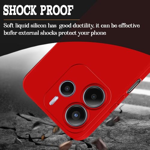 Image of Back Cover for Mi Redmi Note 14 5G | Full Camera Protection | Premium Liquid Silicon Case | Flexible Bumper Case for Mi Redmi Note 14 5G (Red)