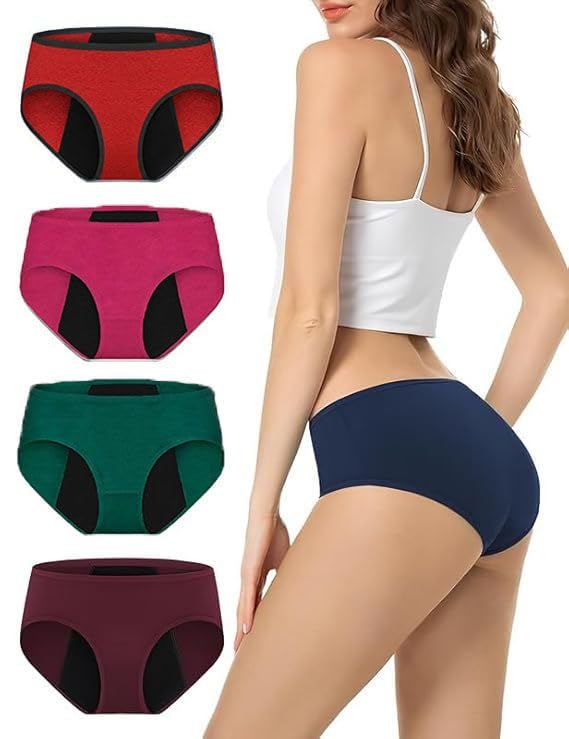 DIVING DEEP Period Panties for Women – Leak Proof, Heavy Flow Protection | Overnight Protection Mid Rise Girls Period Panties |Two Years Reusable Menstrual Underwear with Tummy Control (Pack 4)