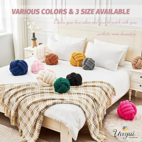Image of Uvvyui Knot Pillow Ball, Soft Home Decorative Pillows, Round Throw Pillow, Handmade Knotted Plush Pillow, Round Boucle Pillow Cushion (8.6 Inches Pink)