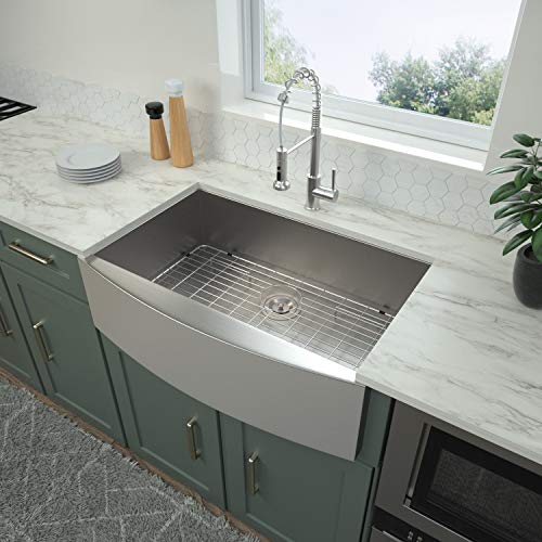 33 Framhouse Sink - Logmey 33 inch Kitchen Farmhouse Sink Apron Front Stainless Steel 18 Gauge Single Bowl Kitchen Farm Sink - Thumbnail 5