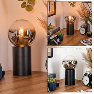 Hofstein Gastor Tischlampe Metall/Glas Schwarz