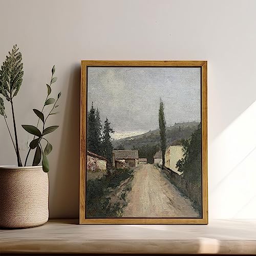 Insimsea Framed Canvas Prints Wall Art, Village Landscapes Oil Painting Eclectic Room Decor, Rustic Wall Decor For Bedroom Living Room Bathroom Office Decor 8"X10" #TOP5