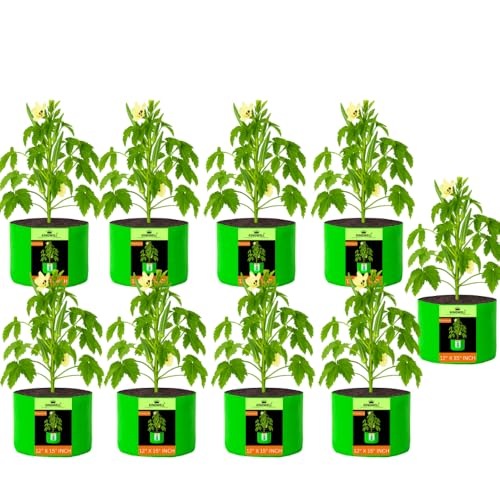 Image of Kingwell grow bags 12x15 inch pack of 9 For Terrace Garden Vegetable Plant Grow Bags Fruits Growing Containers For terrece Gardening