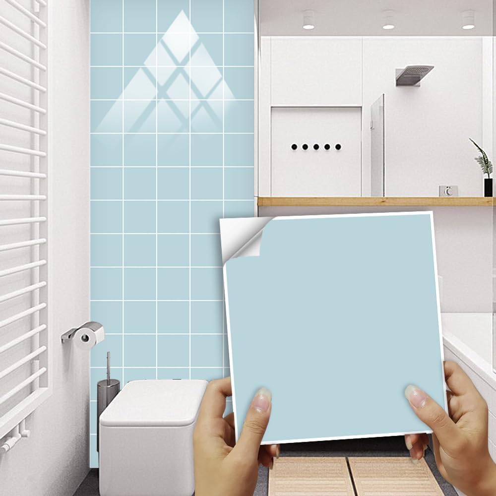 Adhesivos for azulejos de PVC for despegar y pegar | Azul, 10x10/15x15/20x20/30x30 cm, 10 uds, Decoración del hogar: Cocina Baño Pared Suelo