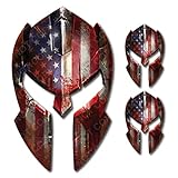 Decals by Haley 3 Pack USA American Flag Spartan Helmet Decal Distressed Tattered USA Gladiator Bloody Sticker Gun 2nd Amendment Molon Labe 300 Come and Take Them