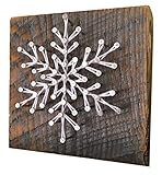 Sweet and small rustic snowflake string art wooden block - A unique gift for Birthdays, Christmas, Weddings, Anniversaries and House Warming gifts, Perfect for ski cabins.