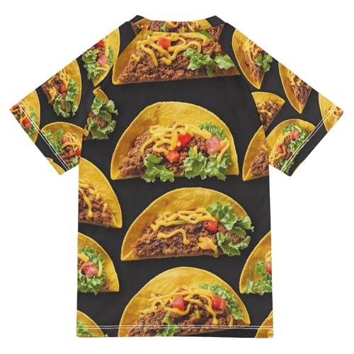 Boy Swimsuit Taco Black Real Food Sunscreen T-Shirts Swimwear Sets UPF 50+2