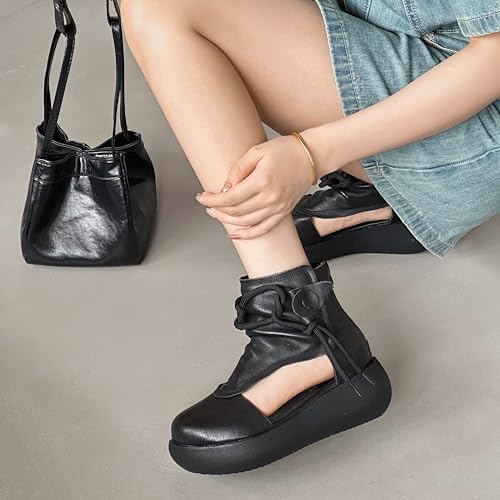 Women's High Top Leather Sandals Platform Summer Booties for Women3