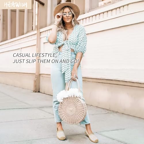 HEAWISH Ballet Flats for Women Loafer Slip on Shoes,Breathable Womens Shoes Dressy Casual Espadrilles for Women Rope Loafer Flats2