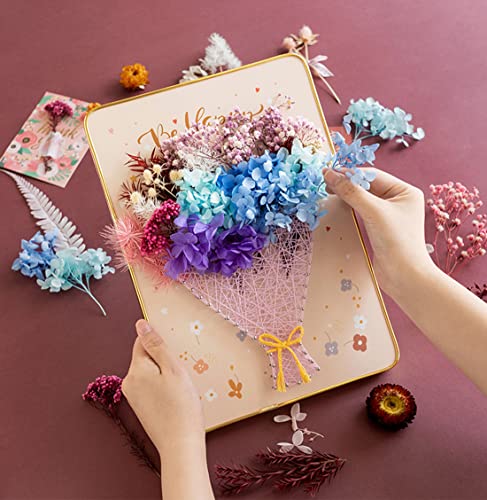 Image of BAZIMA DIY String Art Kit for Beginner,Flowers String Art, DIY Dried Flowers Craft Kit, Unique Gift, Craft Kit for Holidays