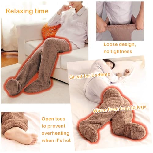 Wanheart Over Knee Lightweight Fuzzy Socks, Plush Slipper Stockings, Cozy Leg Warmers for Men & Women, Home Lounge & Sleep4