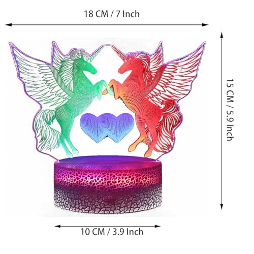 Lámpara de noche unicornio 3D con control remoto LED miniatura 5