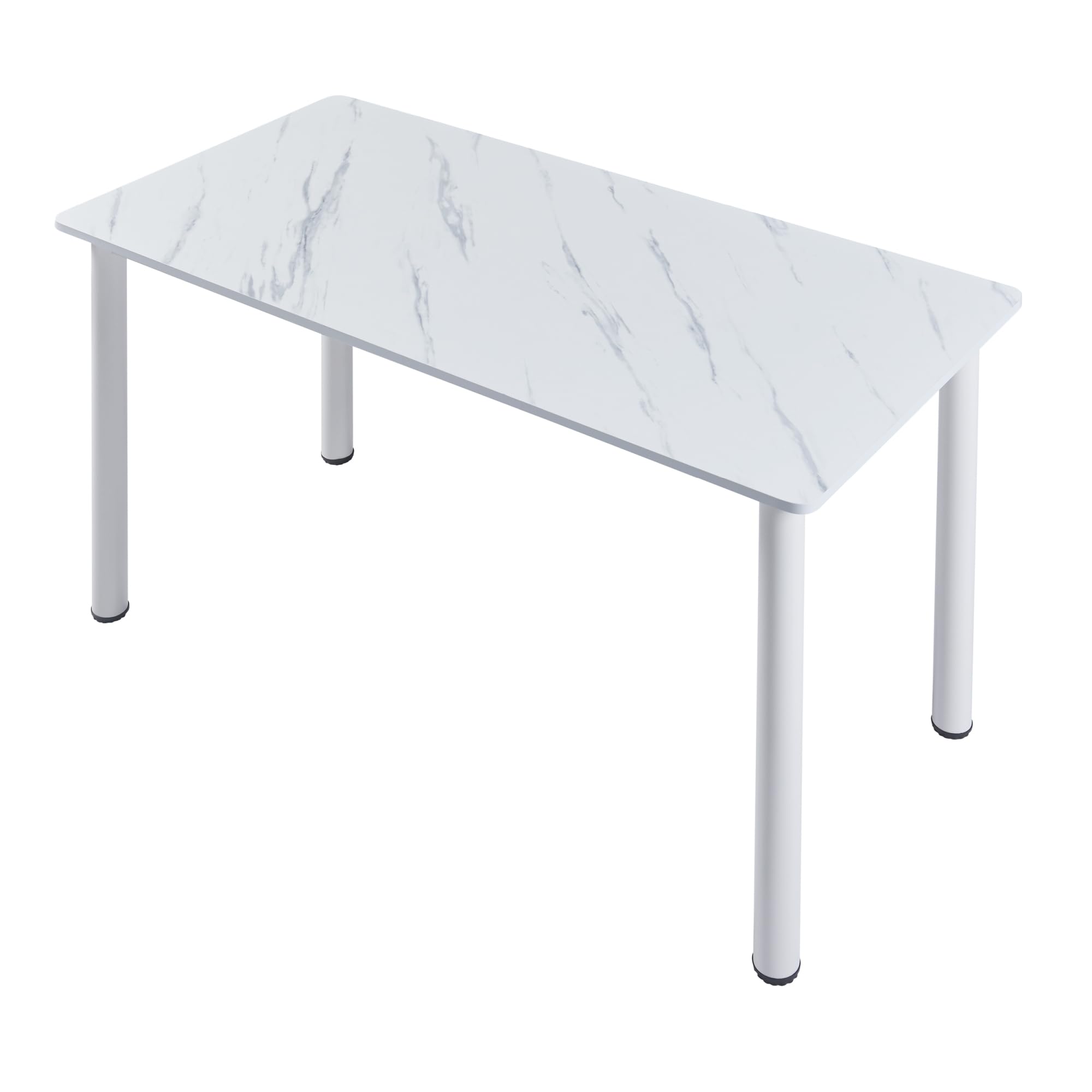 [en.casa] Mesa de Comedor Tammela Rectangular Mesa de Cocina Oficina para 4 Personas Resistente a Arañazos Patas de Acero Tablero de MDF Revestida de Melamina 120 x 60 x 75 cm - Mármol Blanco