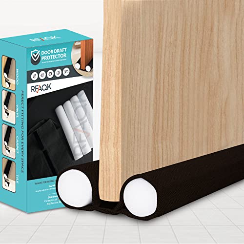 RFAQK 96,5 cm Tür-Zugluftstopper für die Unterseite von Türen, wetterfest, für Innen- und Außentüren, Lichtstopper, Türschalldicht und geräuschbeständig (DR-Black) Cover