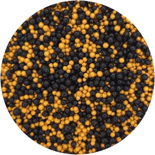 NCS Black & Gold Shimmer Nonpareils Edible Sprinkles – Cupcake, Cake & Cookie Decorations, 7 oz