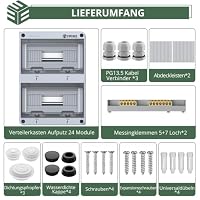EYPINS Verteilerkasten Aufputz 2-Reihig 24 Module, Sicherungskasten IP65 | Feuchtraum Aufputzverteiler, Unterverteilung Aufputz mit Montagezubehör, Verteiler für Garten Garage Ladesäulen & Außen – Ansicht 8