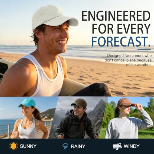 Image of Mens Waterproof Baseball Cap Womens Rain Hat Quick Dry Running Hat with Sweatband Outdoor Golf Breathable Sports Cap