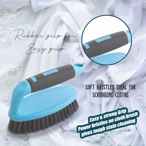 Image of Homeor Tile Scrubber Plastic Brush | Ideal for Bathroom, Kitchen, Sink and Floor Tile Cleaning Tool with Flexible Bristles and Sturdy Grip Handle, Pack of 1, Blue & Black