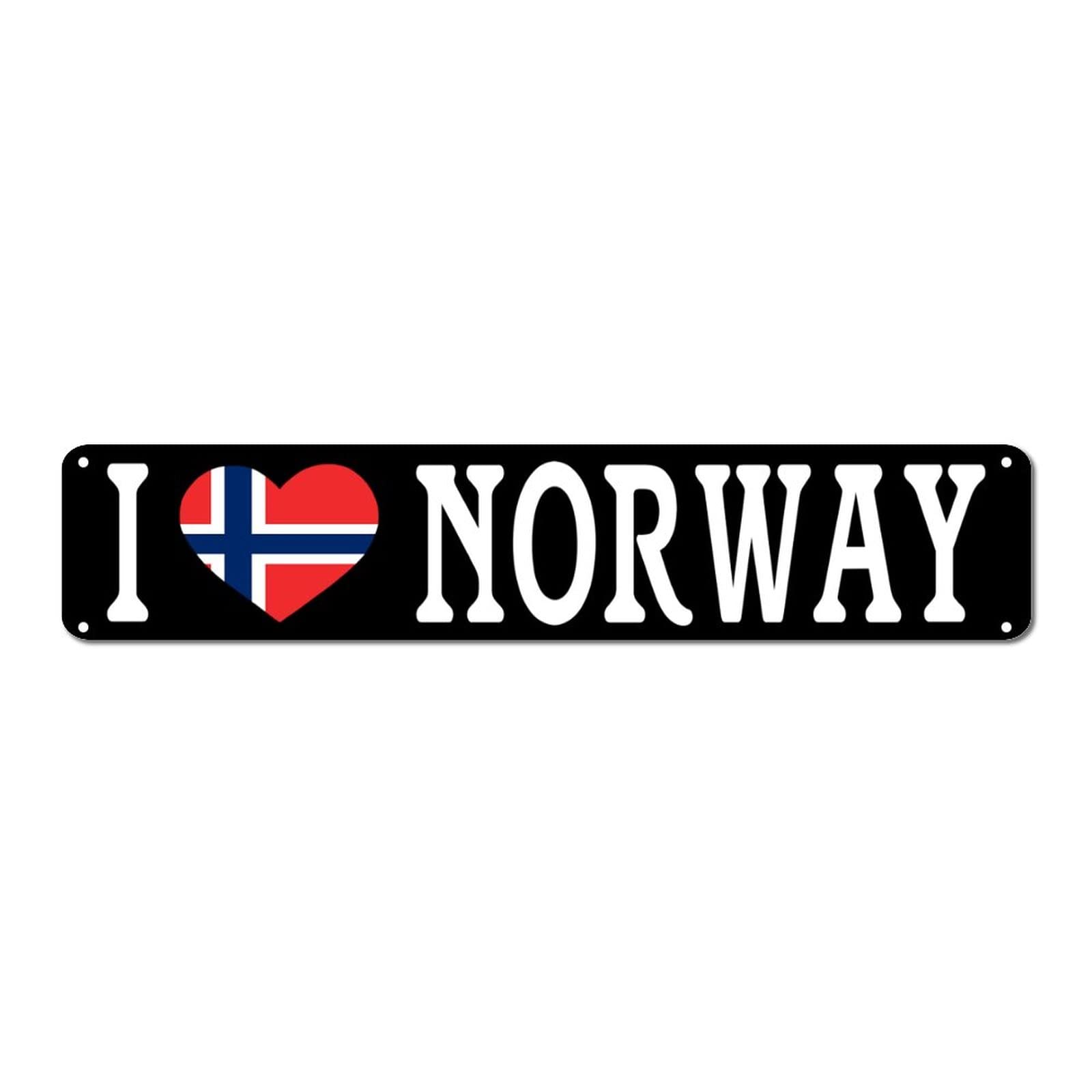 Yelolyio Norway National Flag Sign I Love Norway Metal Sign Country Souvenir Gift Vintage Decor Funny Custom Street Sign Shabby Chic Wall Art Wall Hanger Home Decor Wall Decorations