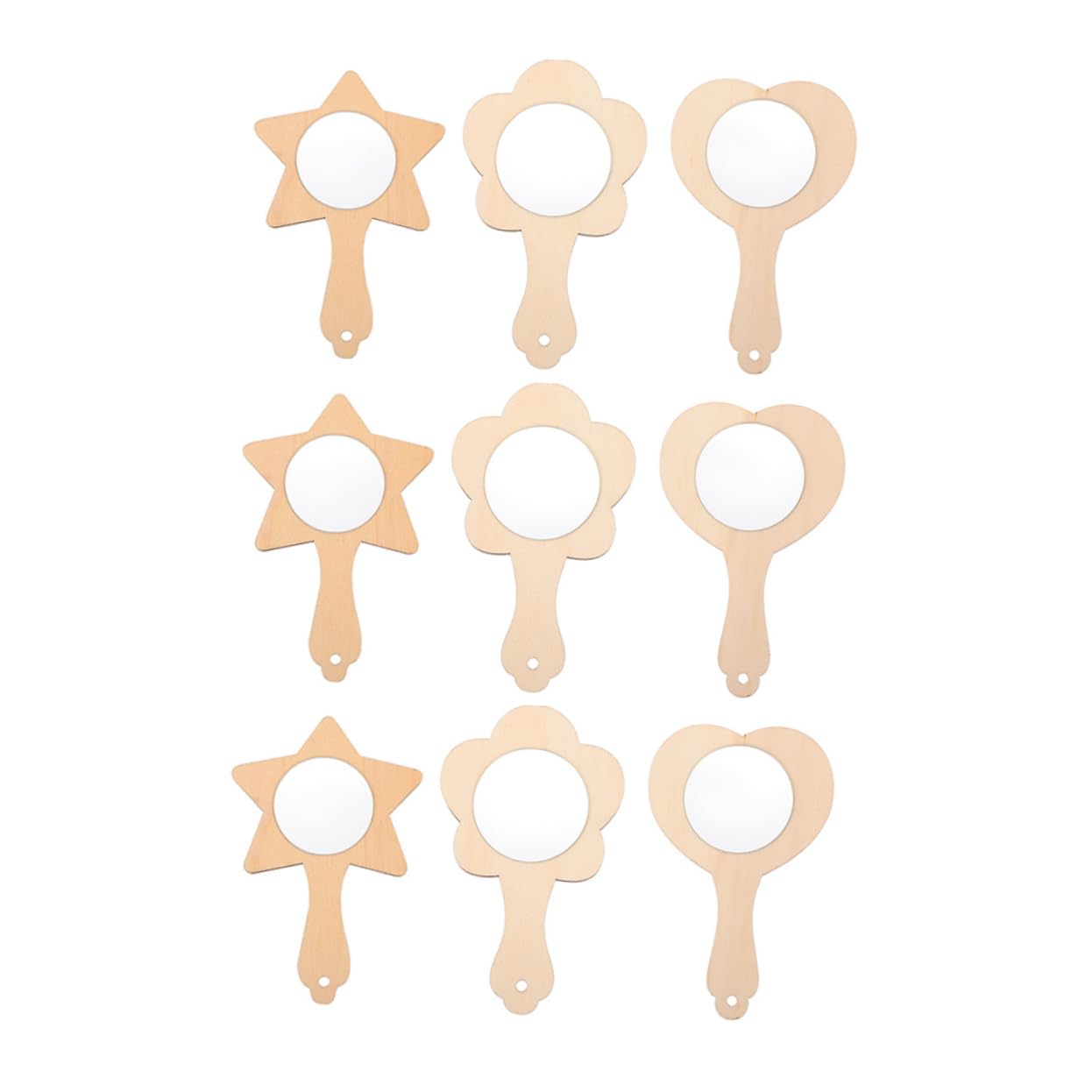 Angoily DIY Wooden Mirror Kit Handmade Cosmetic Mirror Creative Wood Craft Toy 9 Pieces for Boys and Girls