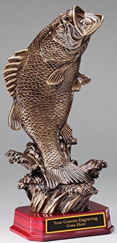 Fishing Award Trophy Resin Standing BASS Figure in Color with Engraving