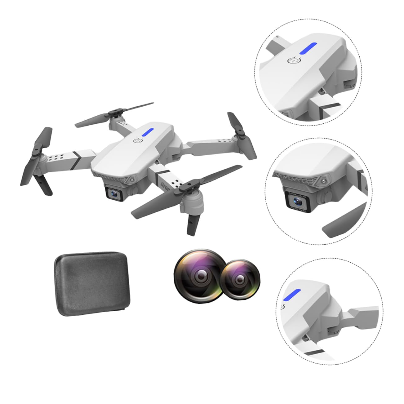 ifundom Drone Pieghevole E525 Doppia Fotocamera 4k, Video ad Alta Definizione, Connessione App, Leggero e Portatile per Riprese Aeree