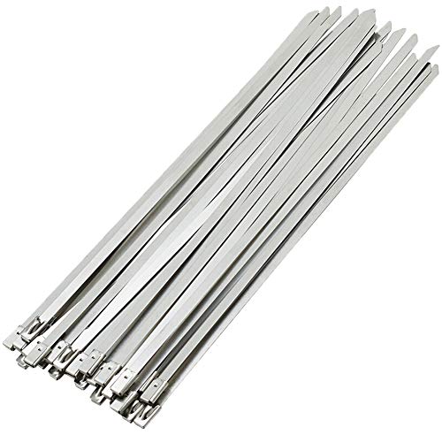 Egofy 100PCS 11.8 Inch Zip Ties Multi-Purpose Locking Cable Exhaust Wrap Metal Zip Tie,304 Stainless Steel