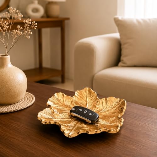 Image of MARKET 99 Glossy Golden Aluminium Decorative Dish (Set of 1) | Embossed Accent Platter for Dining Table, Living Room & Center Table | Designer Tray for Festive Gifting, Home Decor & Stylish Display