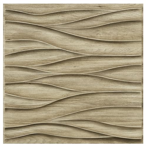 STICKGOO 3D Wall Panels for Interior Wall Decor, Wood 3D Textured Wall Decor Panels, Natural Oak Wave Design Accent Wall Panels for Living Room, Office by STICKGOO - Used condition - US$50.69