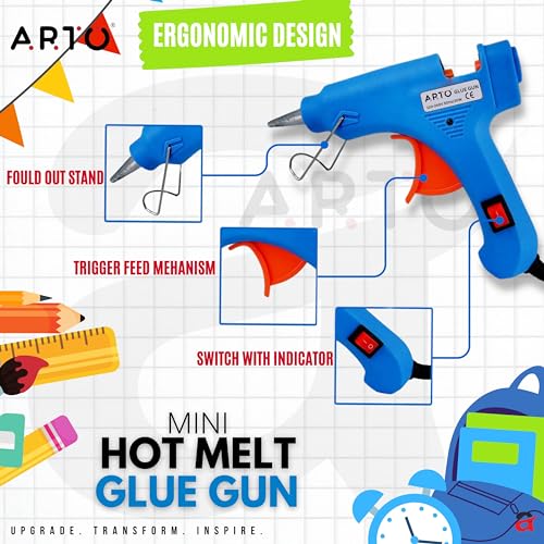 Image of ARTO 20W 20 WATT 7MM HOT MELT Glue Gun with ON Off Switch and LED Indicator
