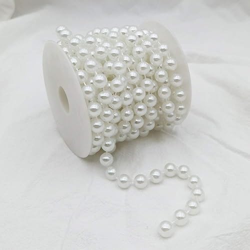 Miniatura 8 de INSPIRELLE Cuentas de perlas de imitación marfil de 0.315 in 32.8 ft Garland perla rollo filamento para decoración de fiesta de boda