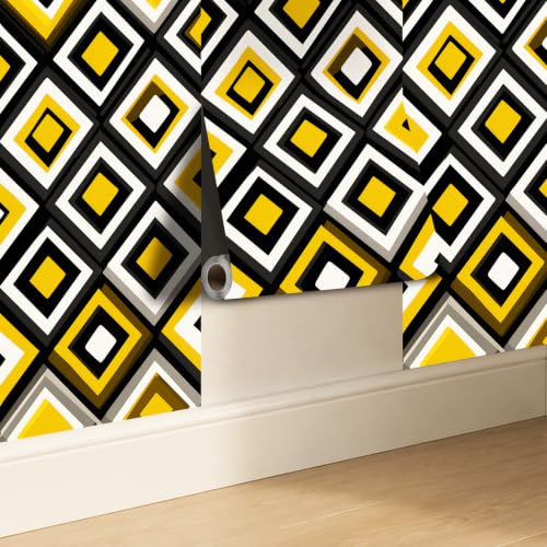 Image of Nuxovilar Rhombus Geometric Peel and Stick Wallpaper 15.75 inchx39.37 inch Vinyl