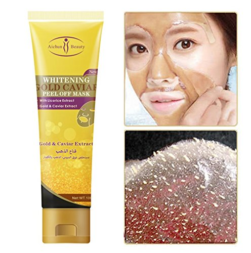 Preisvergleich Produktbild 100ml Mask, 24K Gold Facial Tearing Abziehen feuchtigkeitsspendende Maske, Whitening Poren Reinigung Gesicht Kaviar Maske Hautpflege für alle Hauttypen