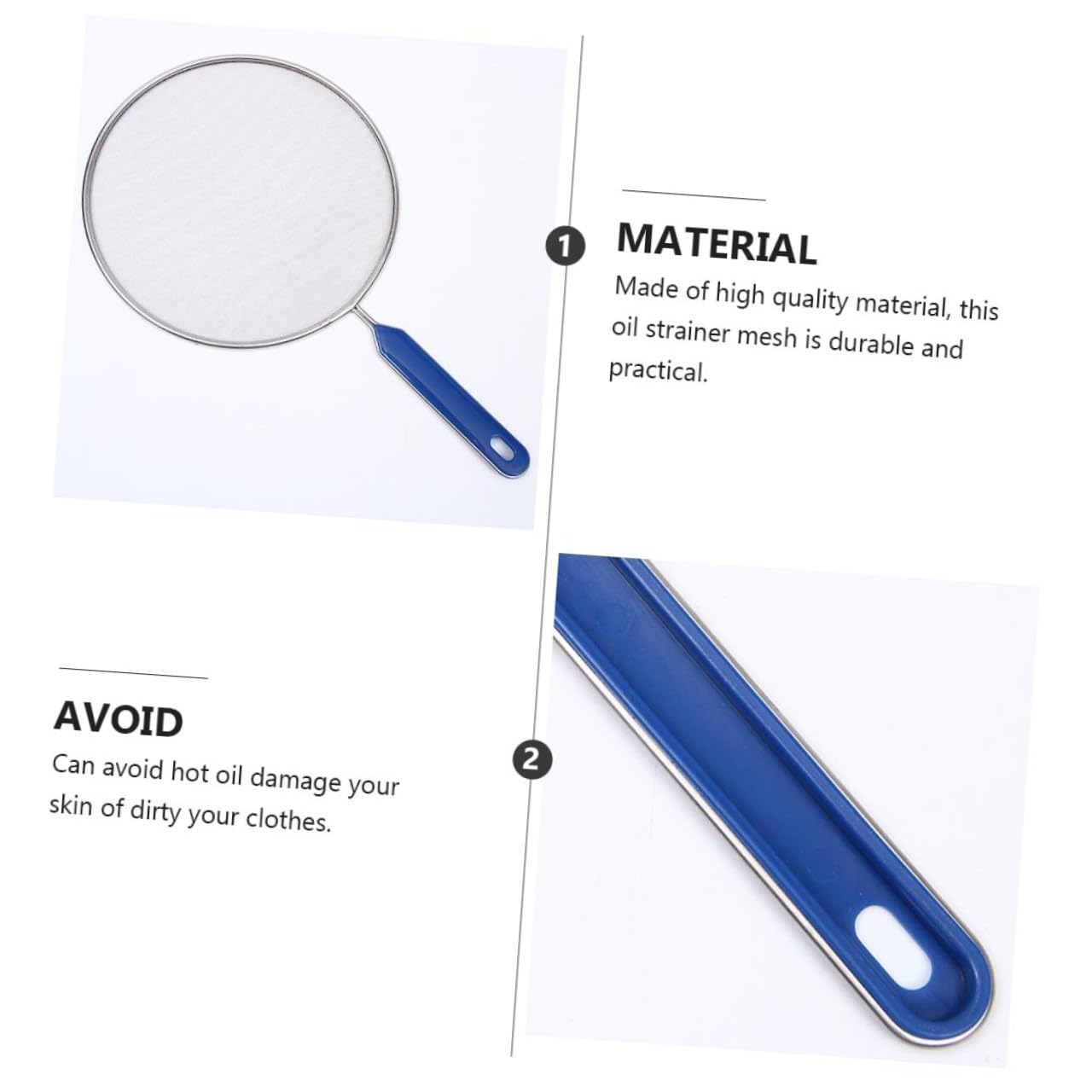 Cabilock 4 Piezas de Malla de Acero Inoxidable para Protección contra Salpicaduras en Cocina Mango Azul, Fácil de Usar y Resistente para Ollas y Sartenes