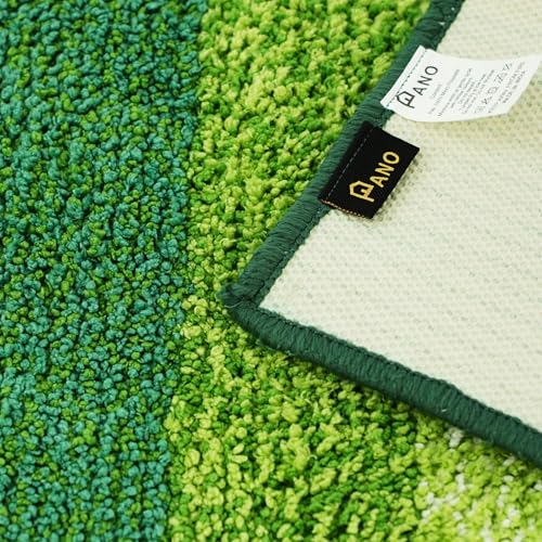 Image of Pano Textured Striped Runner Rug 45x130 cm Green | Anti-Skid, Super Soft & Ultra Absorbent Floor Runner | Quick Dry & Washable Runner for Bathroom, Kitchen, Bedroom & Living Room
