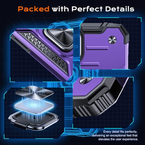 Image of Anqrp Heavy Duty Case for iPhone 11 Case with Enhanced Ring Holder Grip Stand, Military Grade Shockproof Rugged Drop Protective Silicone Hard Slim iPhone 11 Phone Case Cover,Purple