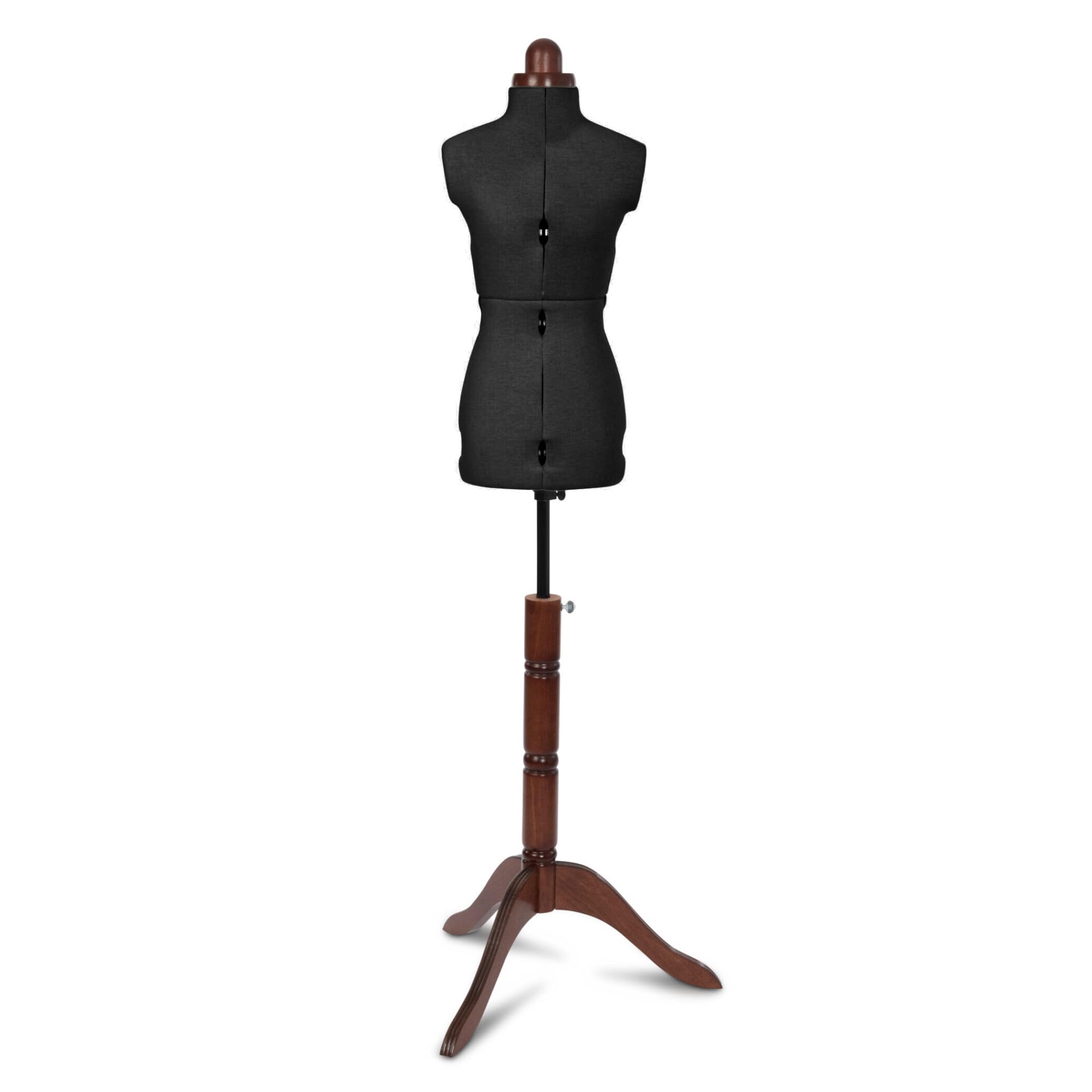 Lady Valet Schneiderbüste XS Schwarz – verstellbare Schneiderpuppe Größe 34–38 | Retro Design mit Holz-Dreifuß & 8-teiligem System