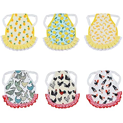 ABONDEVER 6pcs Hen Saddle Apron，Waterproof Chicken Saddle Hen Apron with Elastic Chicken Jacket Straps Hen Apron Poultry Protector Wing Back Protector Print Feather Protective Jacket(A) Cover