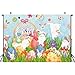 7x5 Ft Easter Backdrop Background for Photography Easter Photo Decorations Easter Bunny Eggs Grass Background Easter Party Decorations (Colorful Easter Style 1)
