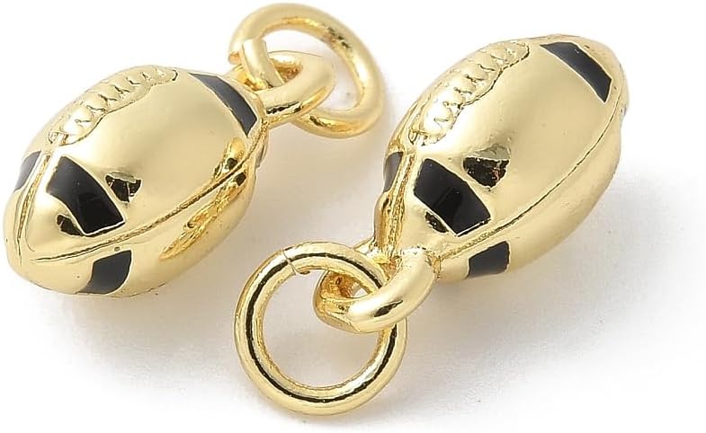 KitBeads 10Pcs Gold Plated Football Charms Brass Enamel Rugby Ball Sport Charms for Jewelry Making Bracelets Necklaces Earrings Keychains Crafts - Image 9