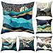 Hodeacc 6 Fundas de Almohada de Paisaje Abstracto, Fundas de Almohada Sun Mountain Moon Fundas de Cojines de Colores para sofá, sofá Cama, Silla, 18 x 18 Pulgadas, Solo Funda