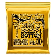 Ernie Ball Slinkys are played by legends around the world including Slash, Jimmy Page, Metallica, Eric Clapton, and more. Skinny Top Beefy Bottom Slinkys combine the lighter playability of the Regular Slinky set with beefed-up wound strings for a thi...