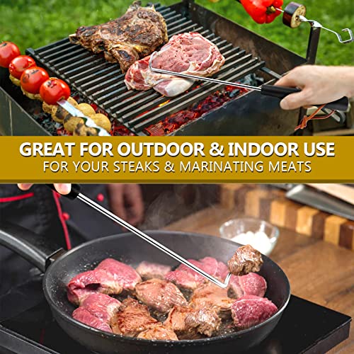 17 Inch Food Flipper Hook Set Of 2, Joyfair Pigtail Meat Flipper Turner Utensil Grill Accessories For Barbecue Grilling Frying Smoking, With Heat Resistant Handle, In Place Of Tong, (Right Handed) #TOP6