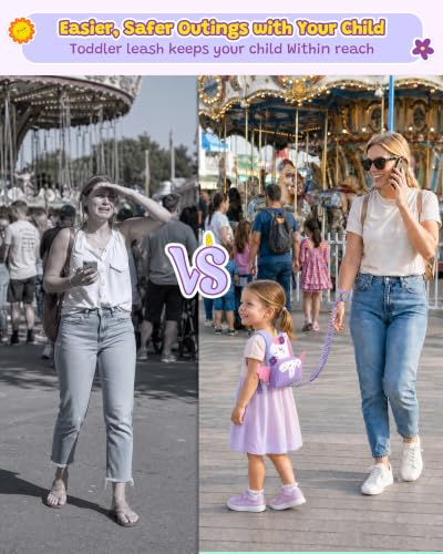 Image of Dr.meter 3 in 1 Toddler Harness Leash with Key Lock for Girls Cute Unicorn | Kid Safety Harness Tether for Girl+ 8.2ft Anti Lost Wrist Link Child Protective Leashes While Walking for Outdoor Activity