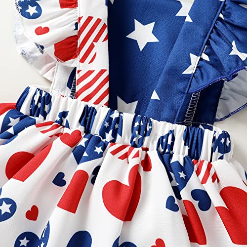 Happy Town Infant Baby Girl 4Th Of July Star Stripe Dress Independence Day Kids Ruffle Sleeveless Backless Summer Dress(Hearts, 6-12 Months) #TOP5