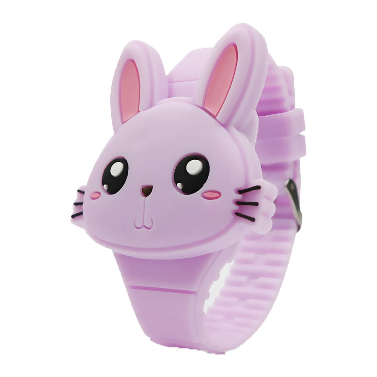 BIDENKids Watch,Girls Watch Digital Cute Cat Shape Yellow LED Fashion Silicone Band Clamshell Design Wrist Watch Girl, Purple (TZ016)