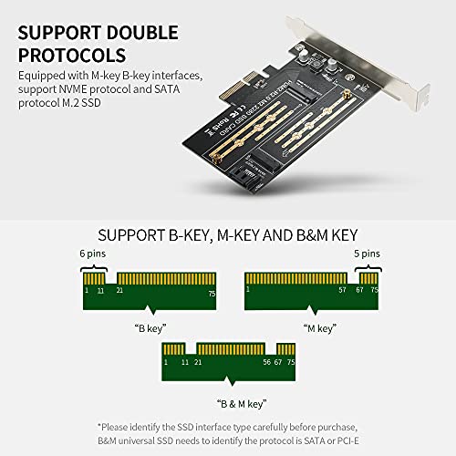 Henniu M.2 NVME para PCI-E X4 Expansion Card SSD Adapter Card with M.2 M-key B-key Interfaces Suppor