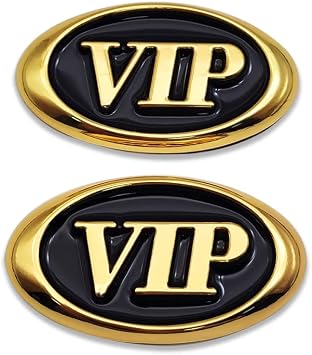 2Pcs VIP Logo Emblem 3D Fender Badge Metal Sticker Decal Car Trunk Replacement for Universal Vehicle, Car, SUV, Truck Gold Black