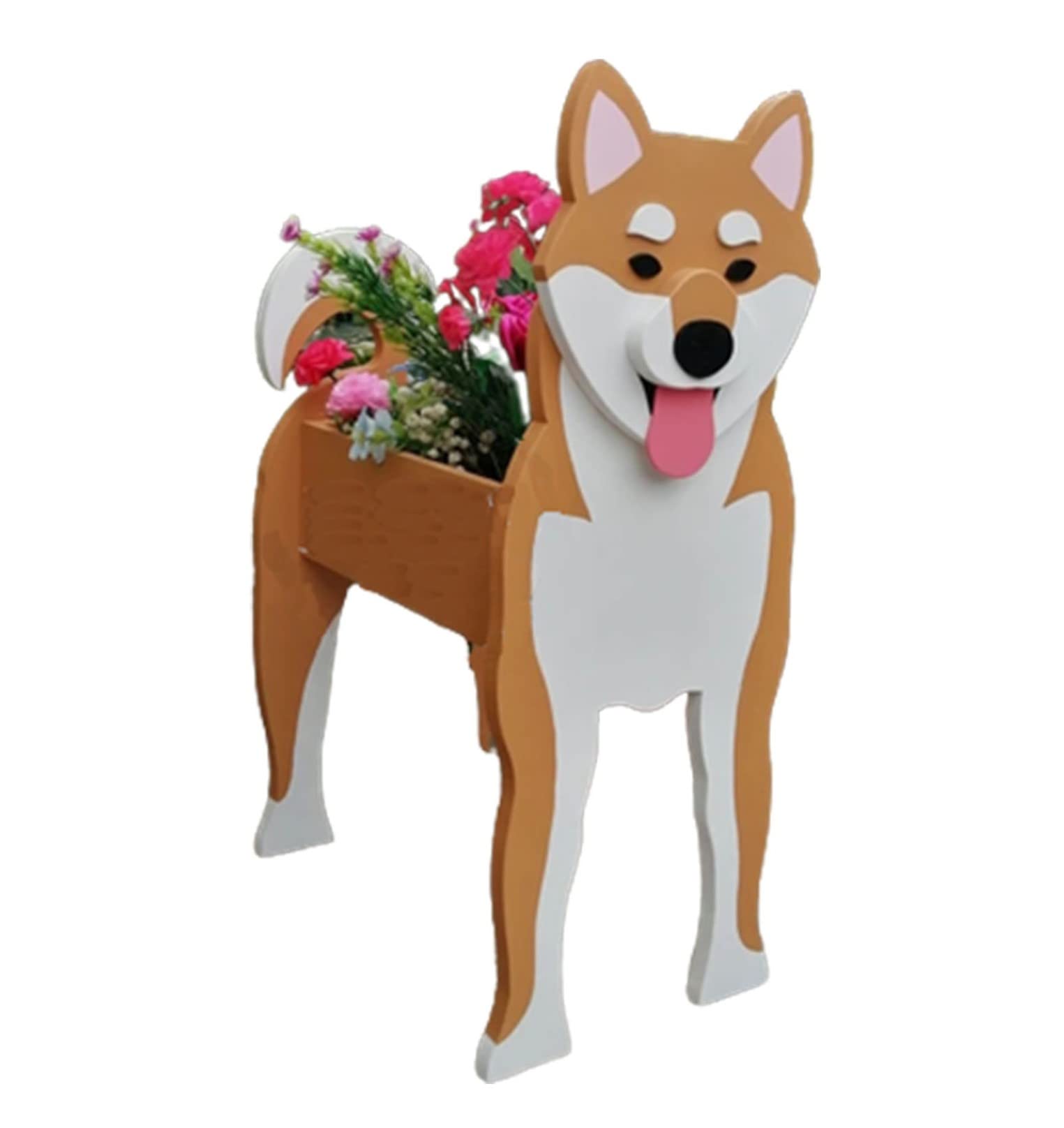 TTiiLoe Cute Dog Planter, Shiba Inu Plant Pots, PVC Herb Garden Flower Pots, Dog Cartoon Shaped Plant Container Holder, Gifts for Pet Lovers, 43x25cm/16.92x9.84in